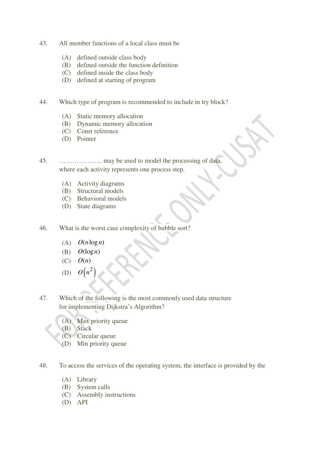 CUSAT CAT 2022 MVoc Pregramme in Mobile Phone Application Development Question Paper - Page 10