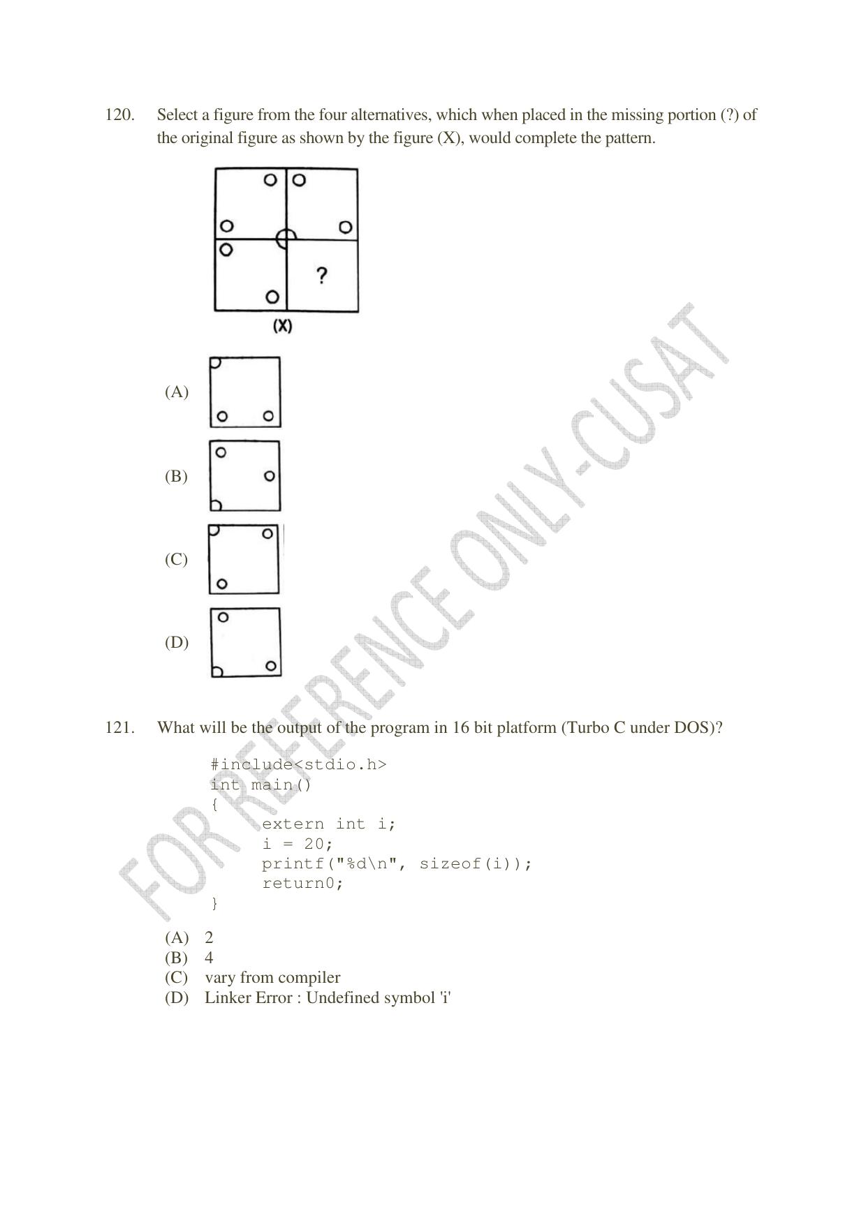 CUSAT CAT 2022 MVoc Pregramme in Mobile Phone Application Development Question Paper - Page 31