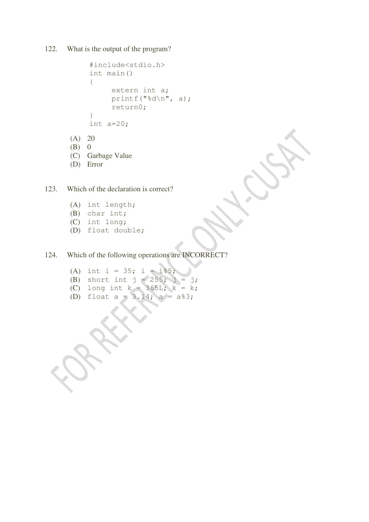 CUSAT CAT 2022 MVoc Pregramme in Mobile Phone Application Development Question Paper - Page 32