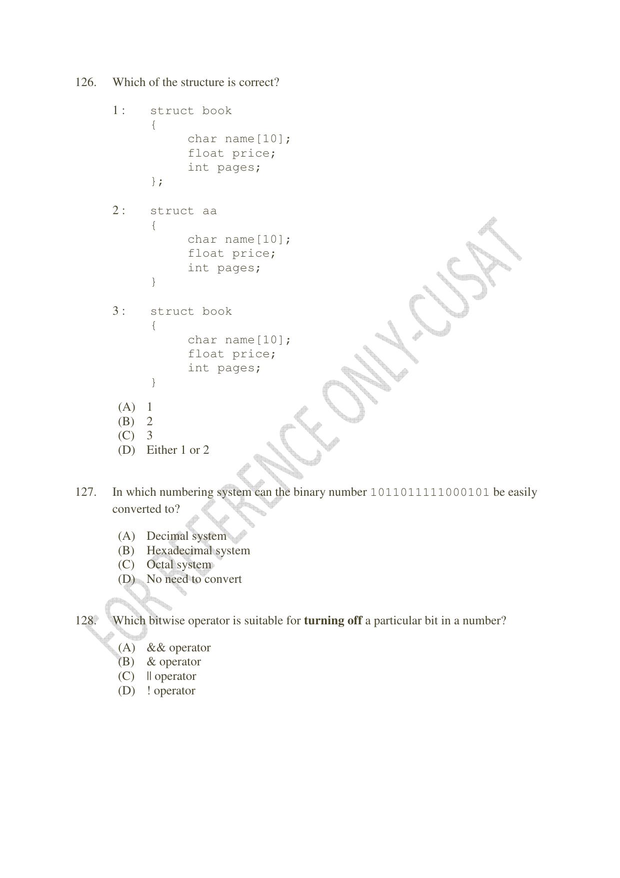 CUSAT CAT 2022 MVoc Pregramme in Mobile Phone Application Development Question Paper - Page 34