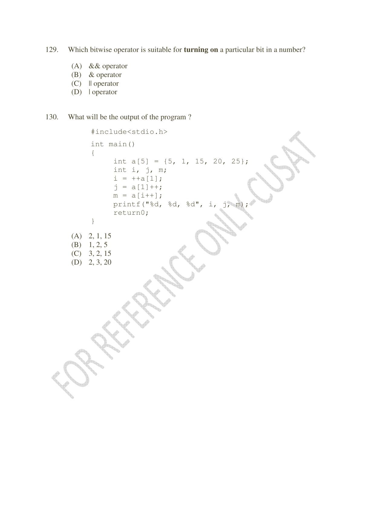 CUSAT CAT 2022 MVoc Pregramme in Mobile Phone Application Development Question Paper - Page 35