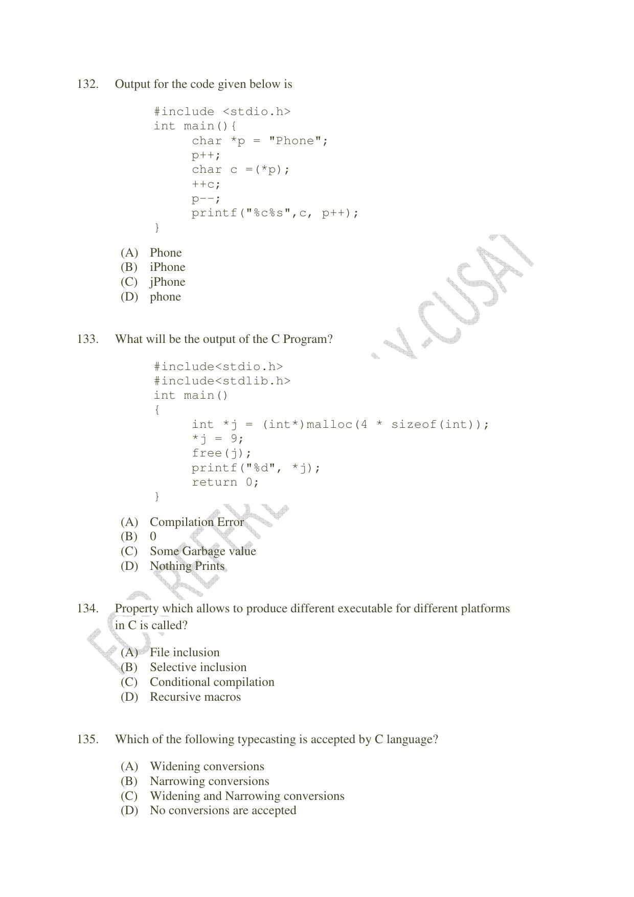 CUSAT CAT 2022 MVoc Pregramme in Mobile Phone Application Development Question Paper - Page 37