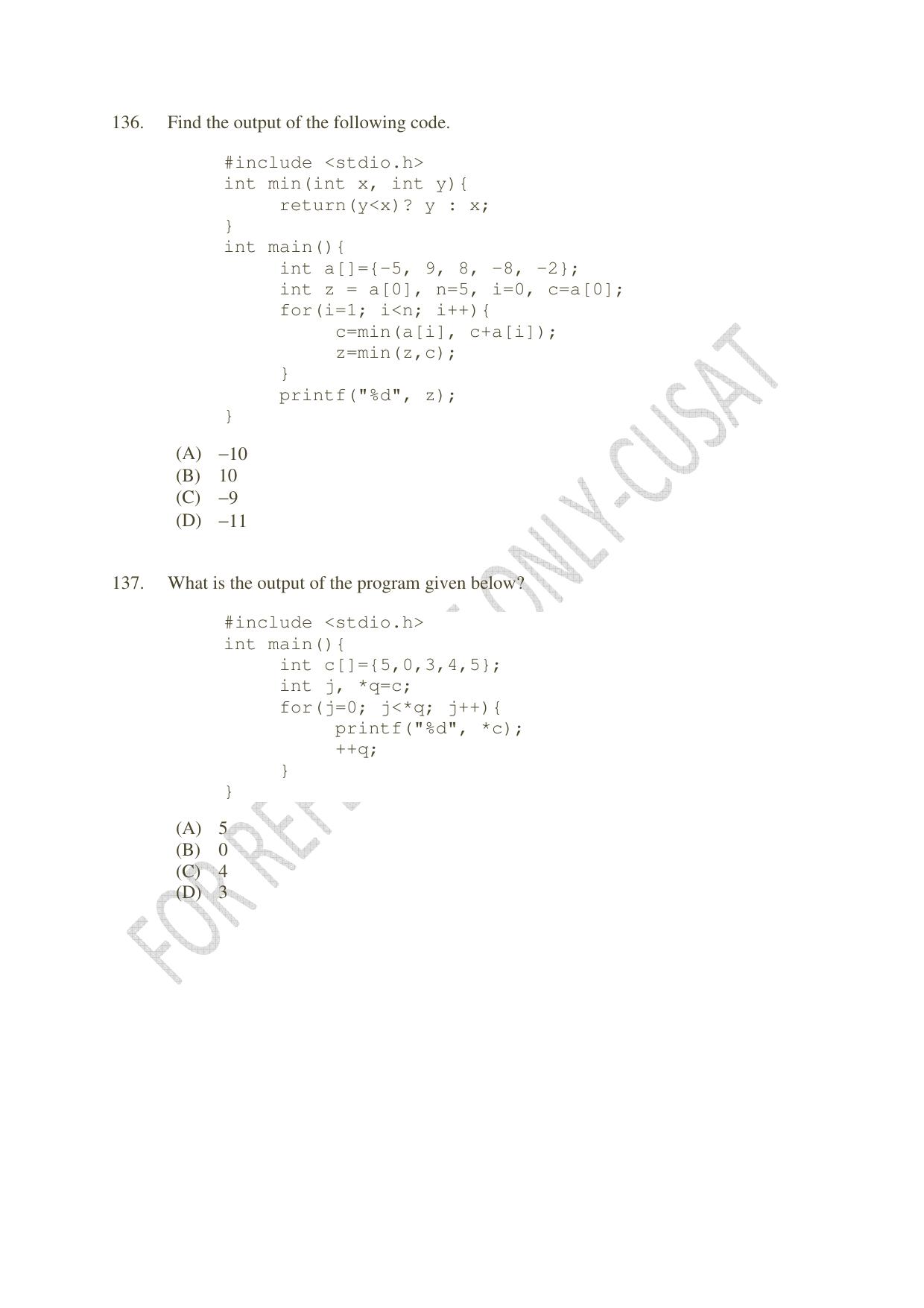 CUSAT CAT 2022 MVoc Pregramme in Mobile Phone Application Development Question Paper - Page 38