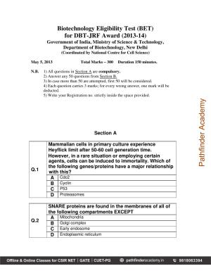 BET 2013 Question Paper