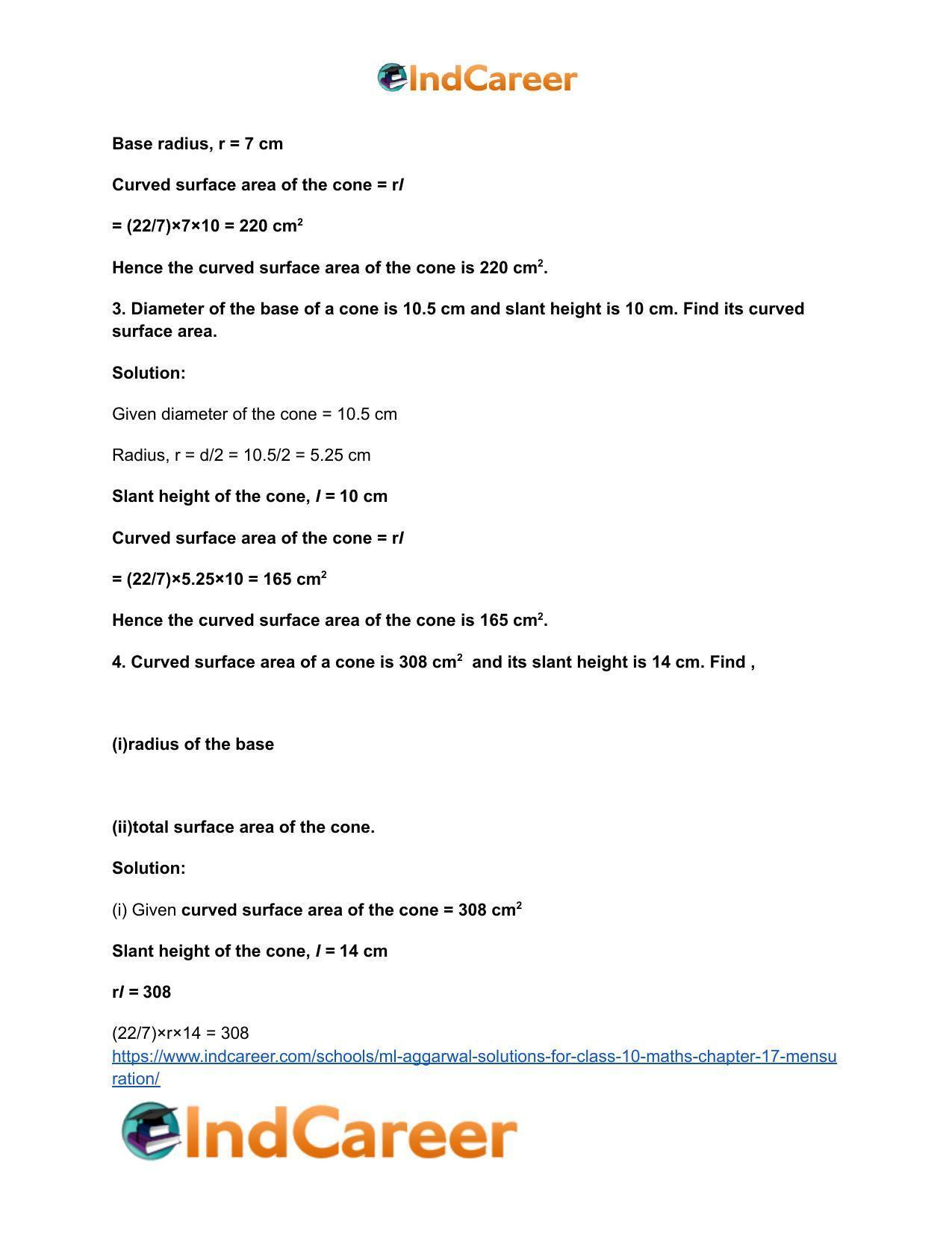 ML Aggarwal Solutions for Class 10 Maths Chapter 17- Mensuration - Page 23