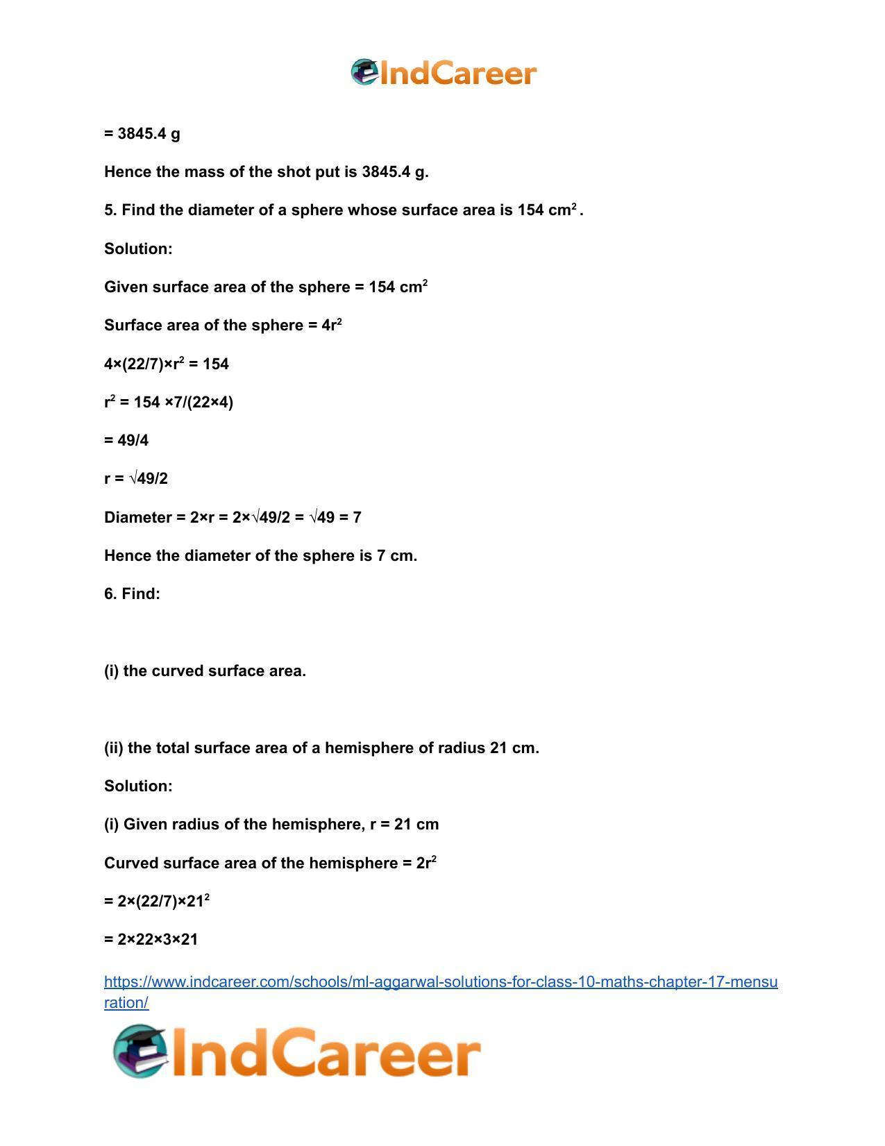 ML Aggarwal Solutions for Class 10 Maths Chapter 17- Mensuration - Page 44