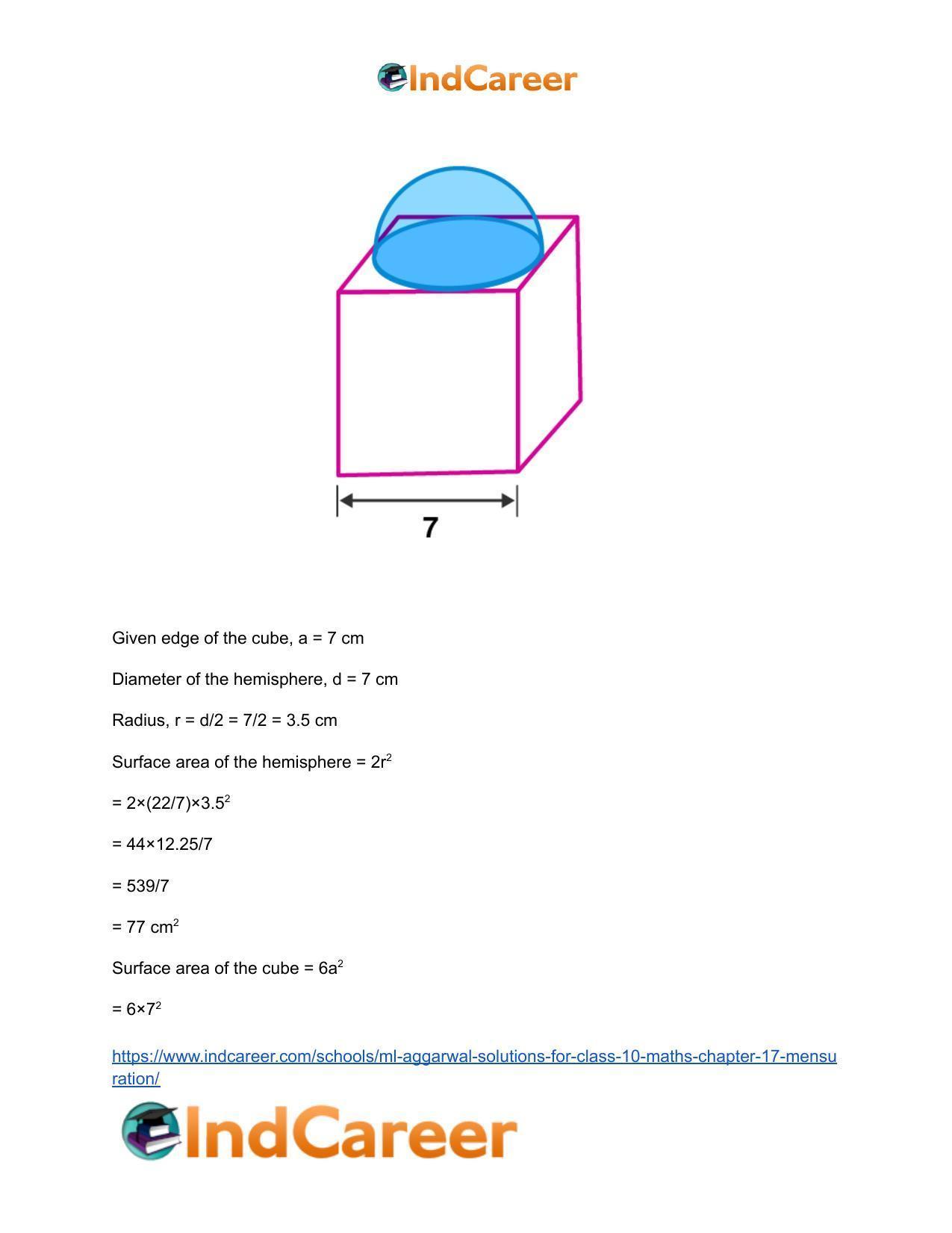 ML Aggarwal Solutions for Class 10 Maths Chapter 17- Mensuration - Page 64