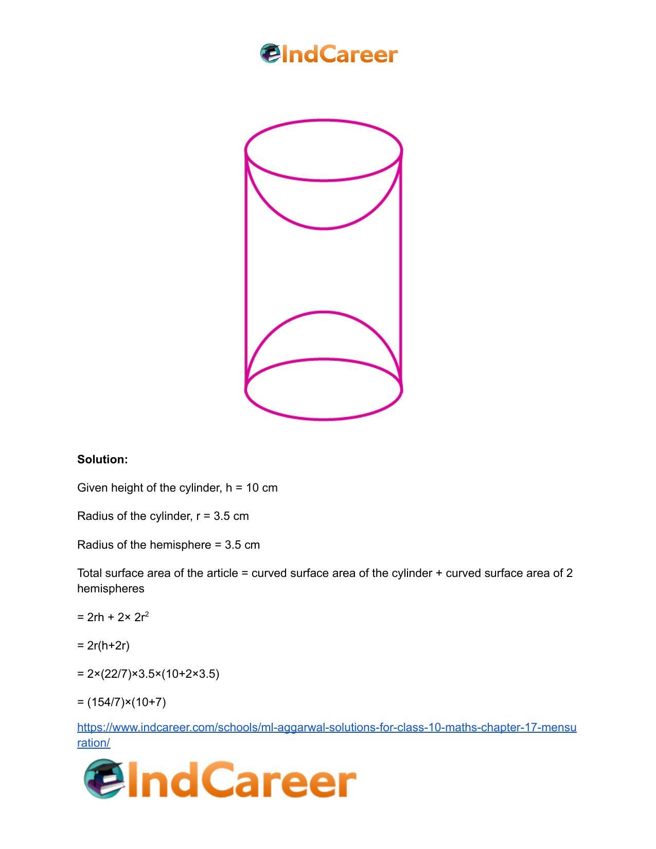 ML Aggarwal Solutions for Class 10 Maths Chapter 17- Mensuration - Page 66