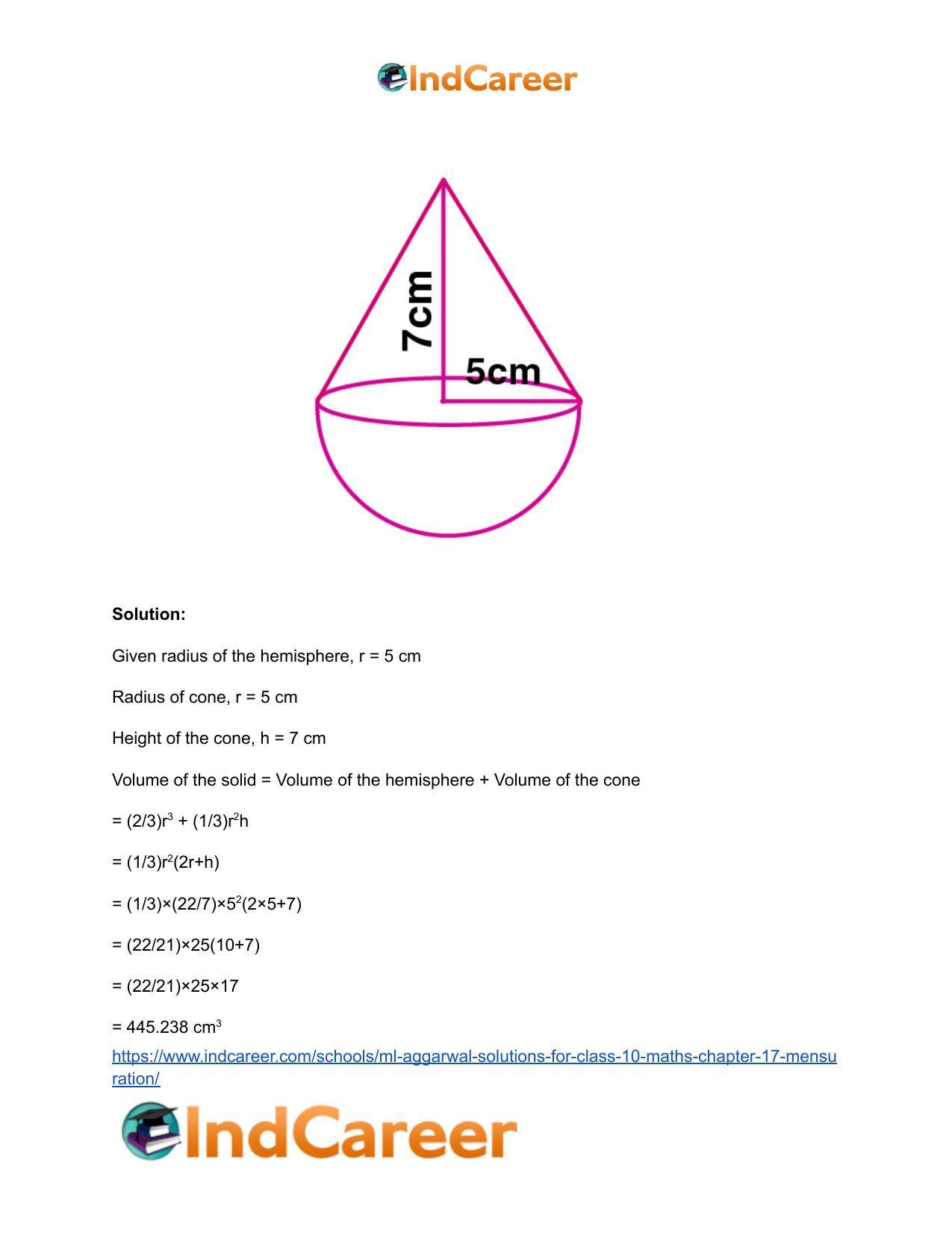 ML Aggarwal Solutions for Class 10 Maths Chapter 17- Mensuration - Page 79