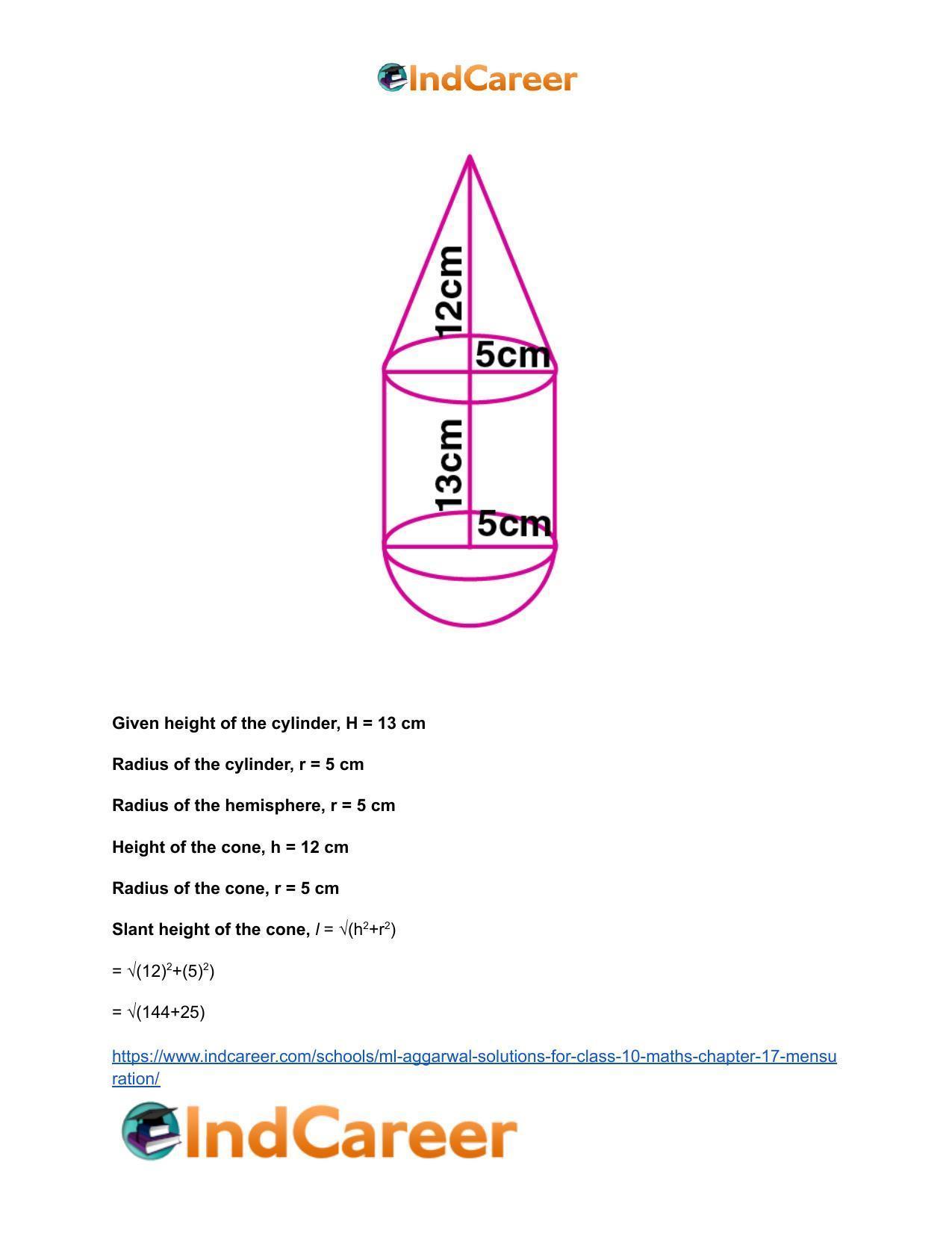 ML Aggarwal Solutions for Class 10 Maths Chapter 17- Mensuration - Page 91