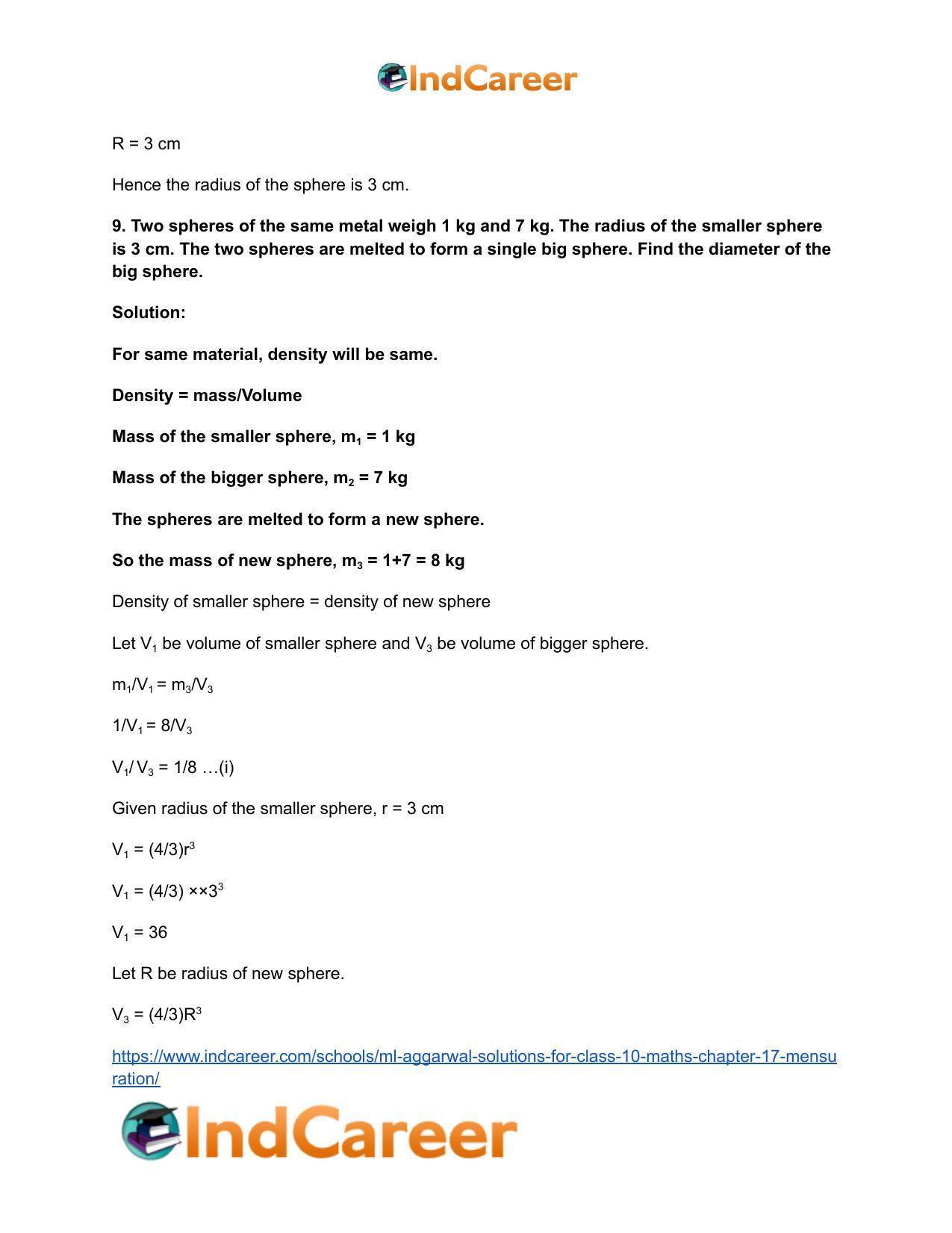 ML Aggarwal Solutions for Class 10 Maths Chapter 17- Mensuration - Page 101