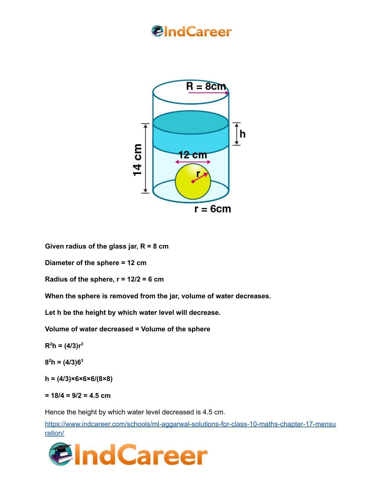 ML Aggarwal Solutions for Class 10 Maths Chapter 17- Mensuration - Page 110