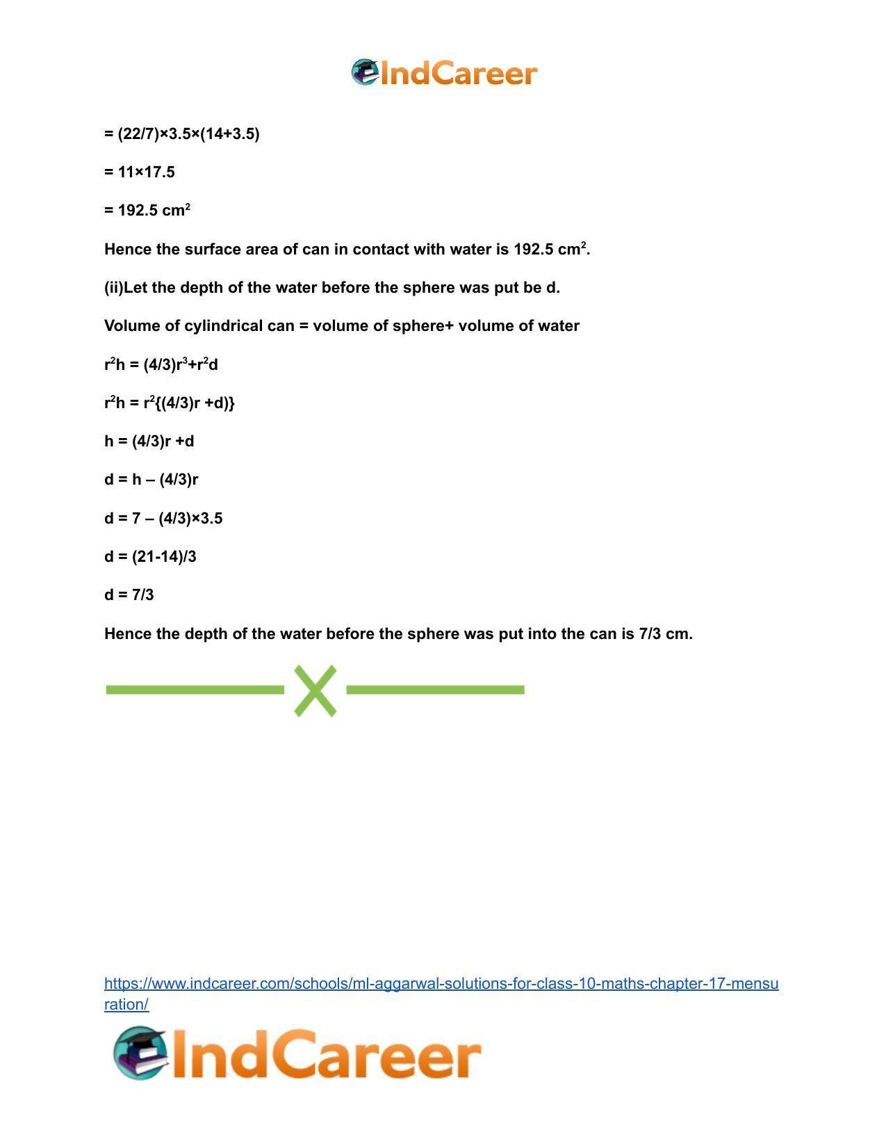 ML Aggarwal Solutions for Class 10 Maths Chapter 17- Mensuration - Page 123