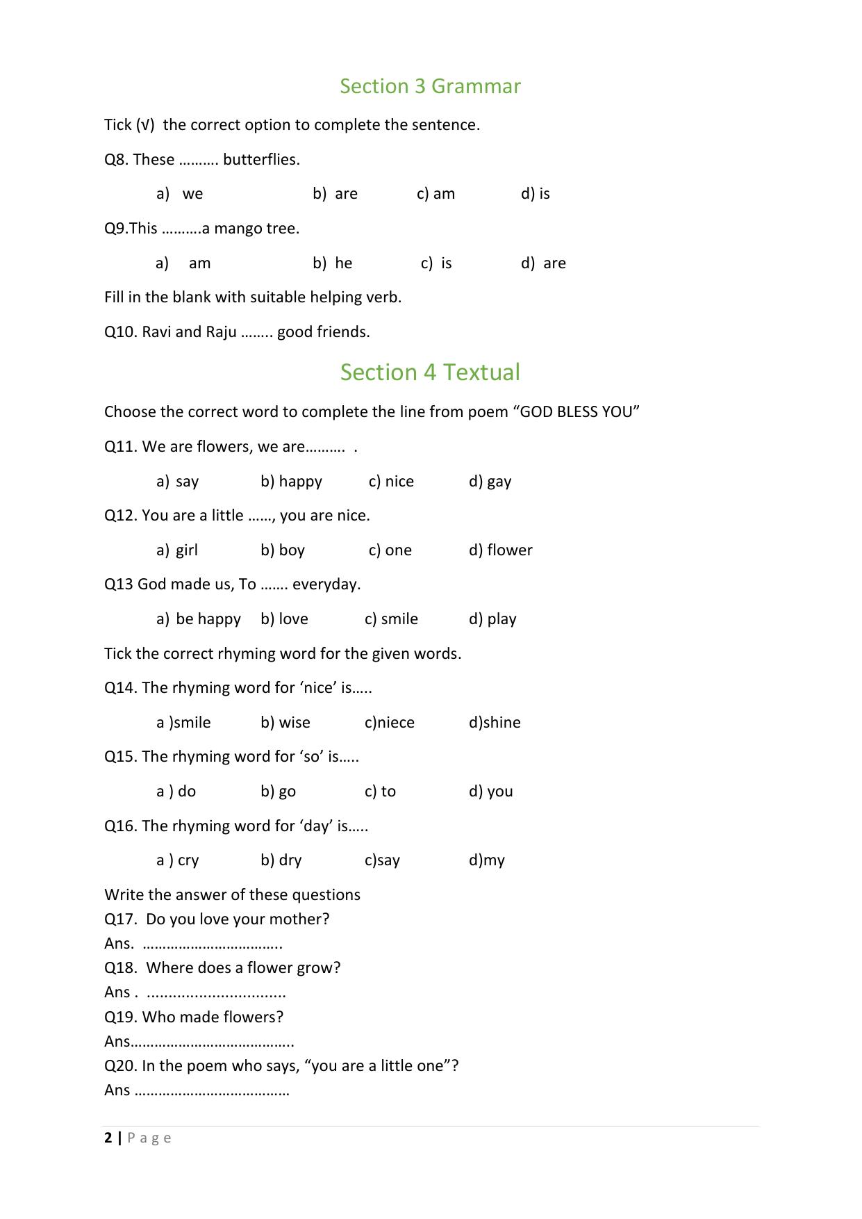 Chhattisgarh Board Class 3 English Question Bank - Page 6