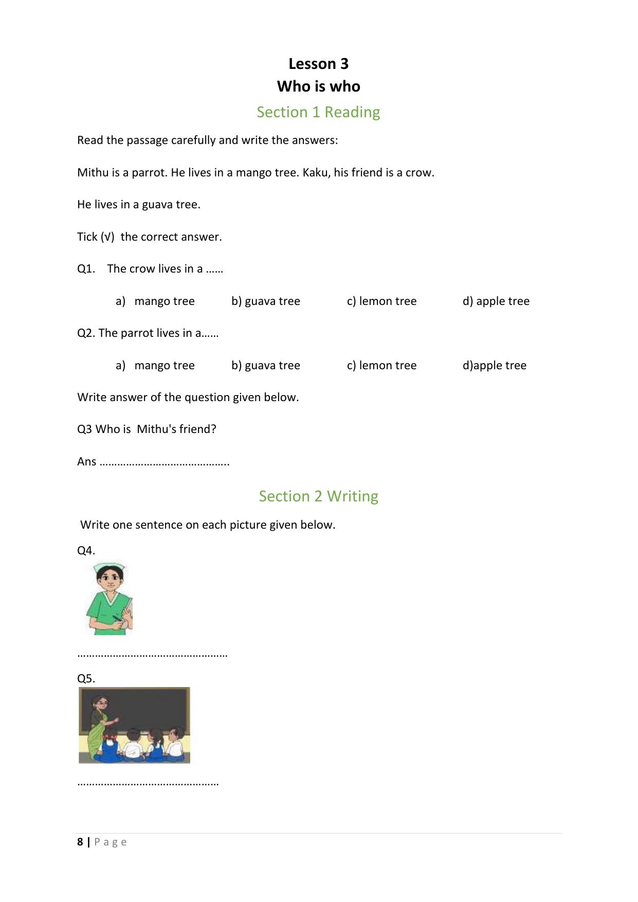 Chhattisgarh Board Class 3 English Question Bank - Page 12