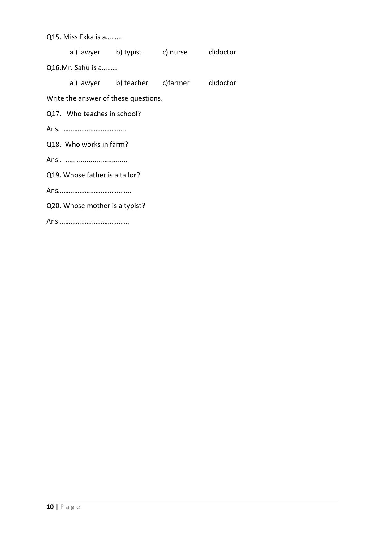 Chhattisgarh Board Class 3 English Question Bank - Page 14