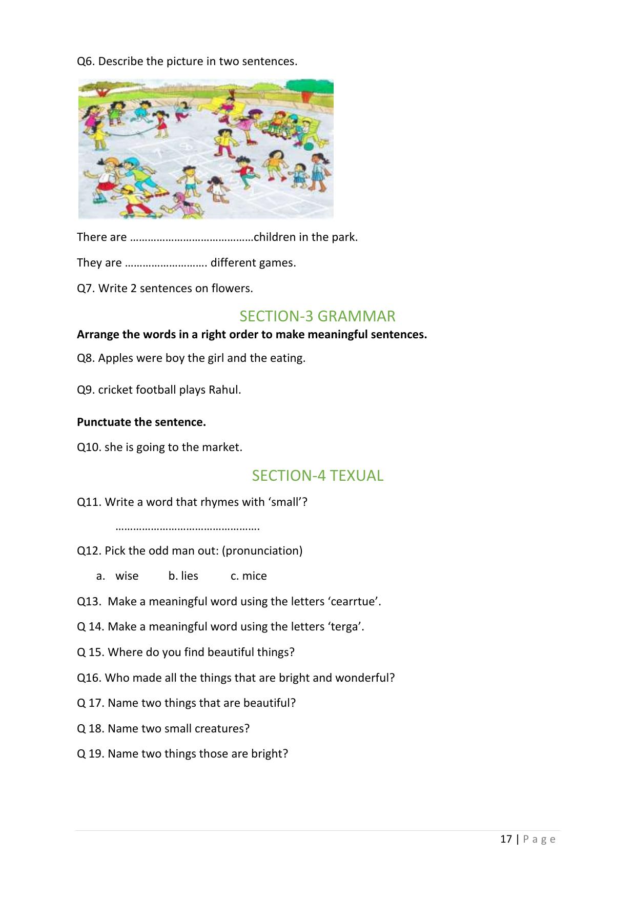 Chhattisgarh Board Class 3 English Question Bank - Page 21