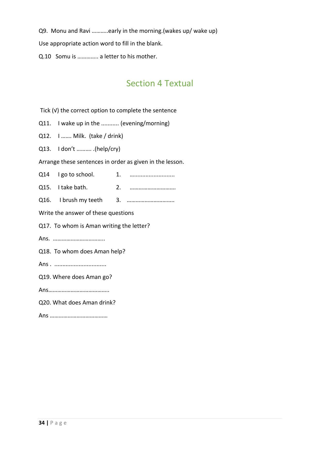 Chhattisgarh Board Class 3 English Question Bank - Page 38