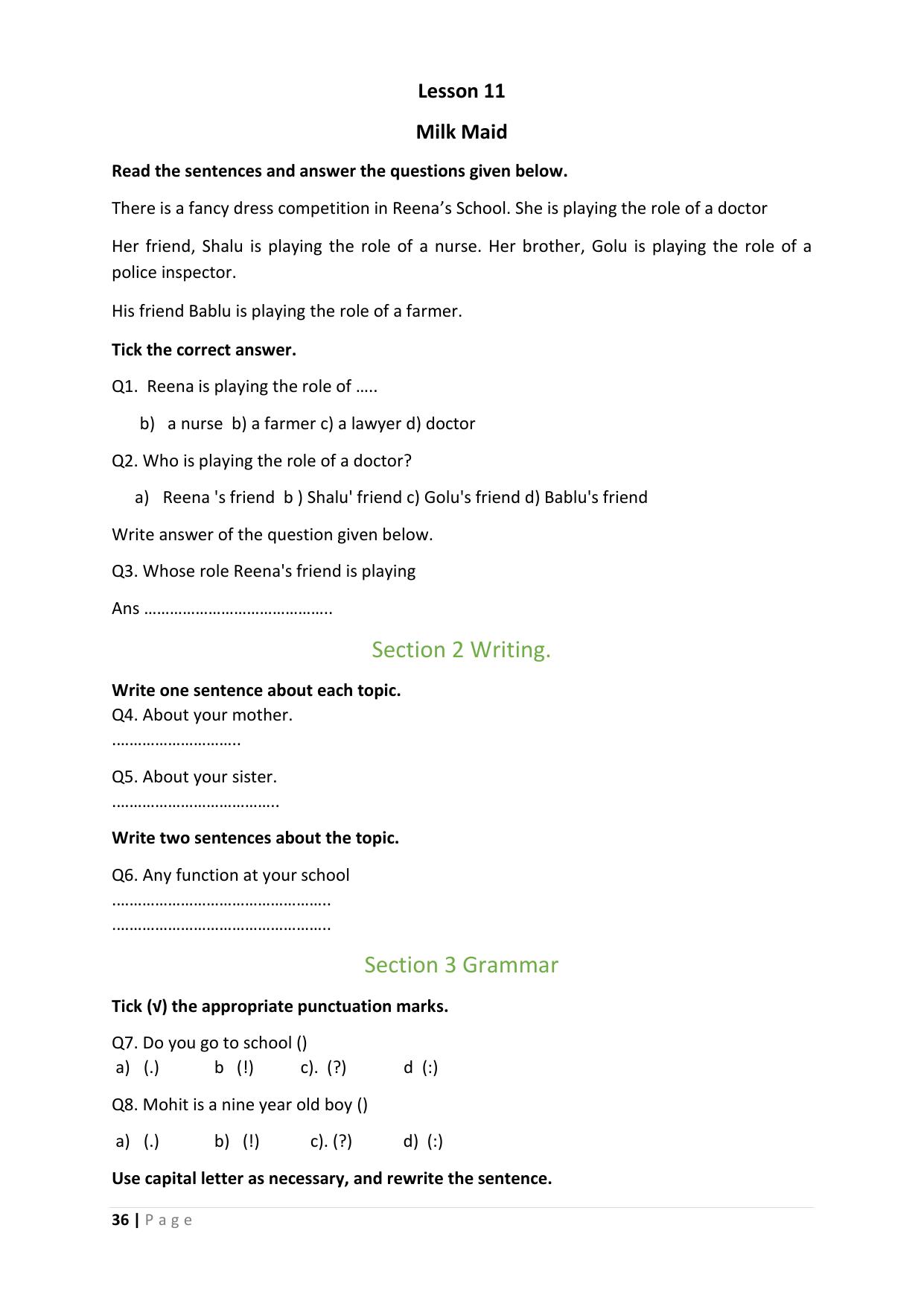 Chhattisgarh Board Class 3 English Question Bank - Page 40