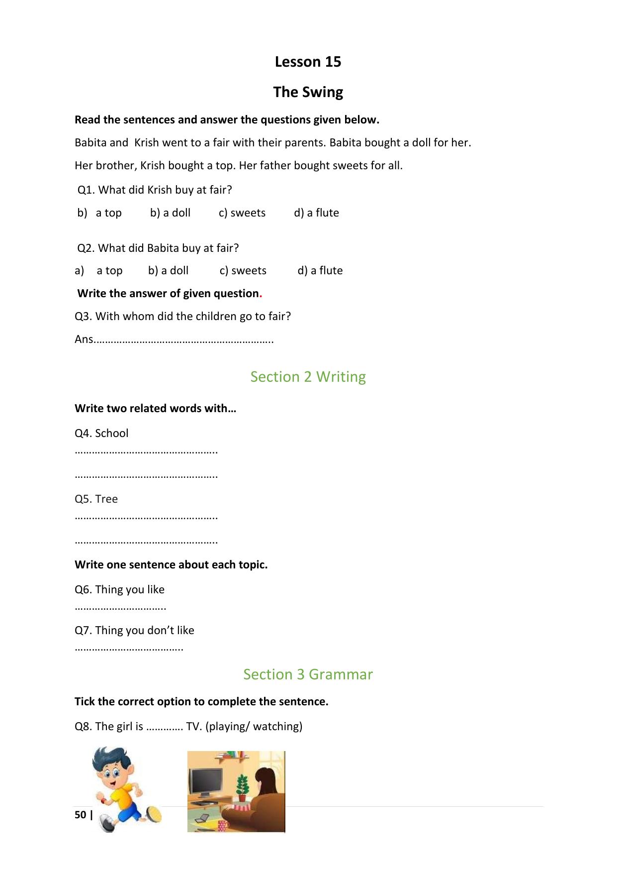 Chhattisgarh Board Class 3 English Question Bank - Page 54