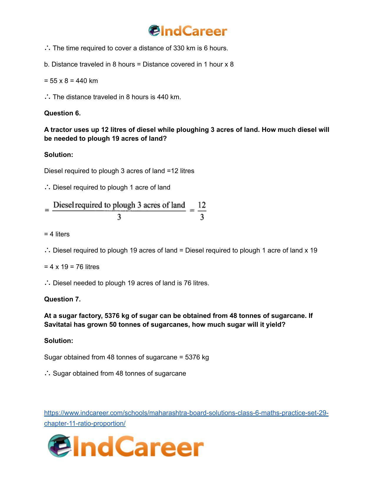 Maharashtra Board Solutions Class 6-Maths (Practice Set 29): Chapter 11- Ratio-Proportion - Page 5
