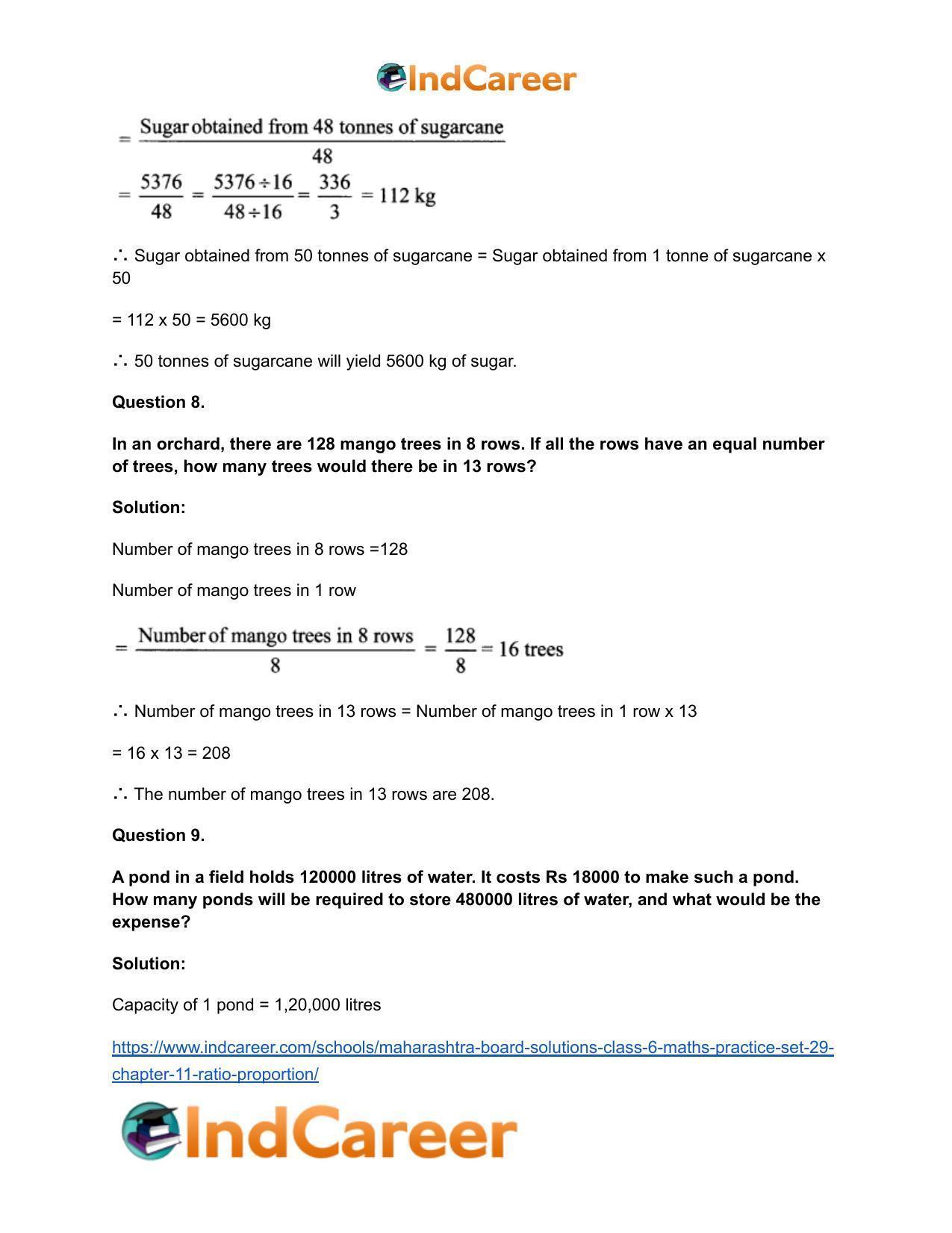 Maharashtra Board Solutions Class 6-Maths (Practice Set 29): Chapter 11- Ratio-Proportion - Page 6