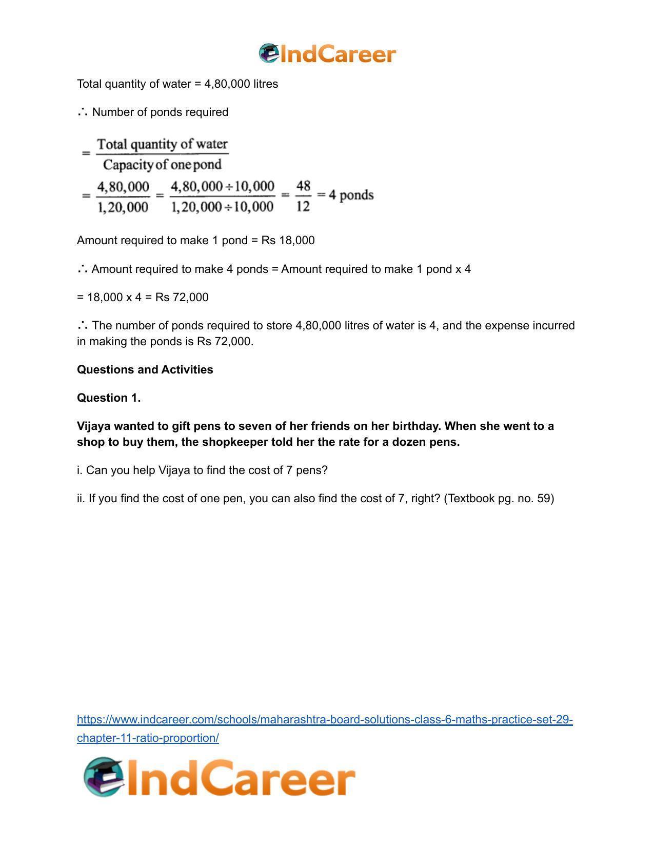 Maharashtra Board Solutions Class 6-Maths (Practice Set 29): Chapter 11- Ratio-Proportion - Page 7