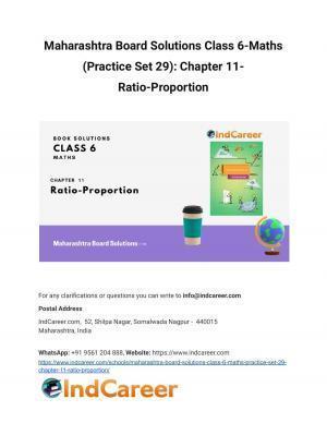 Maharashtra Board Solutions Class 6-Maths (Practice Set 29): Chapter 11- Ratio-Proportion