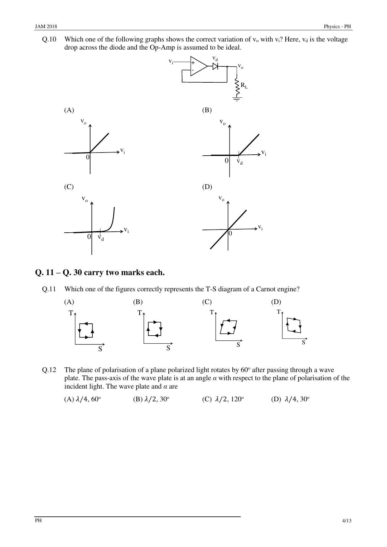 JAM 2018: PH Question Paper - Page 4