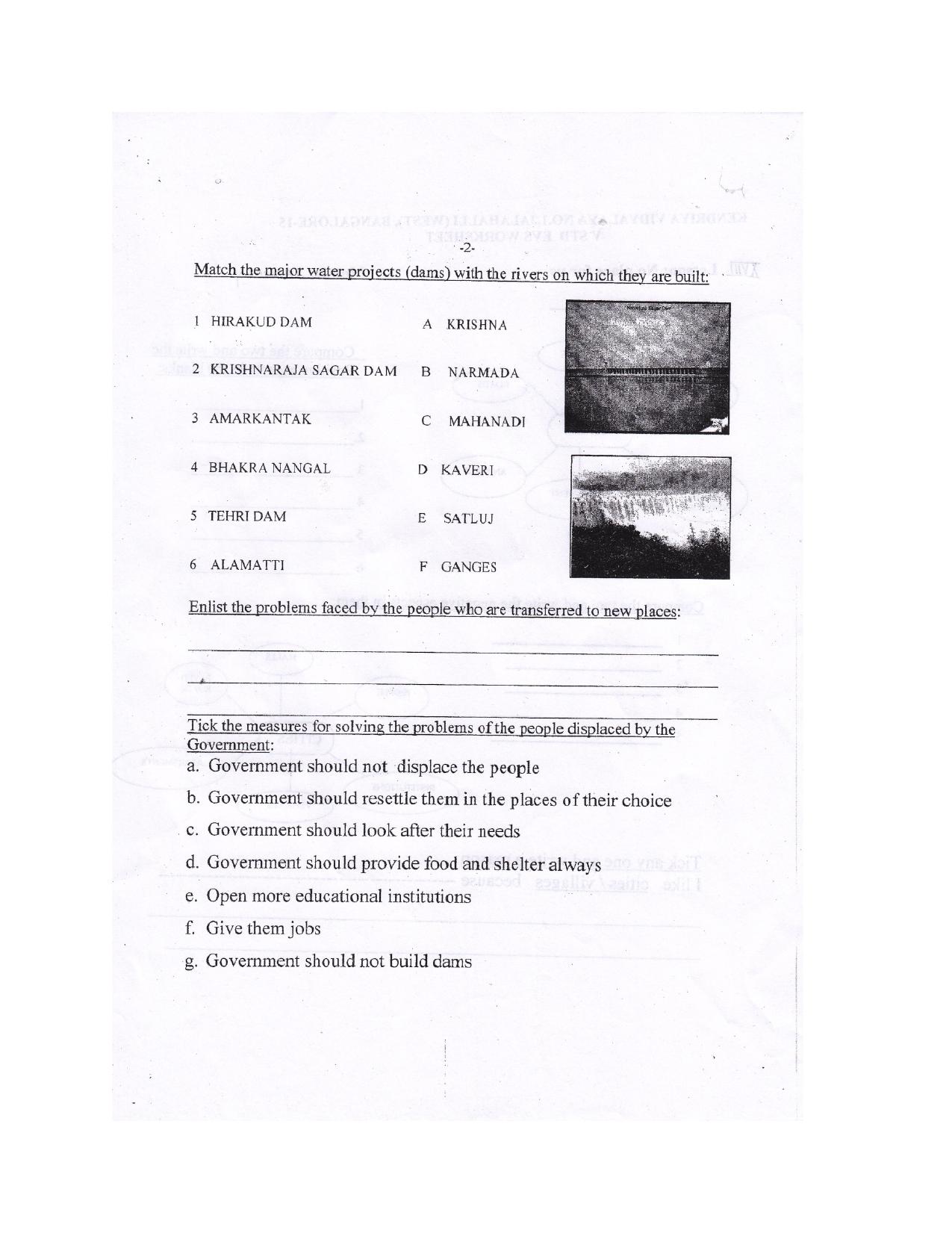 Worksheet for Class 5 Environmental Studies No place for us Assignment - Page 2
