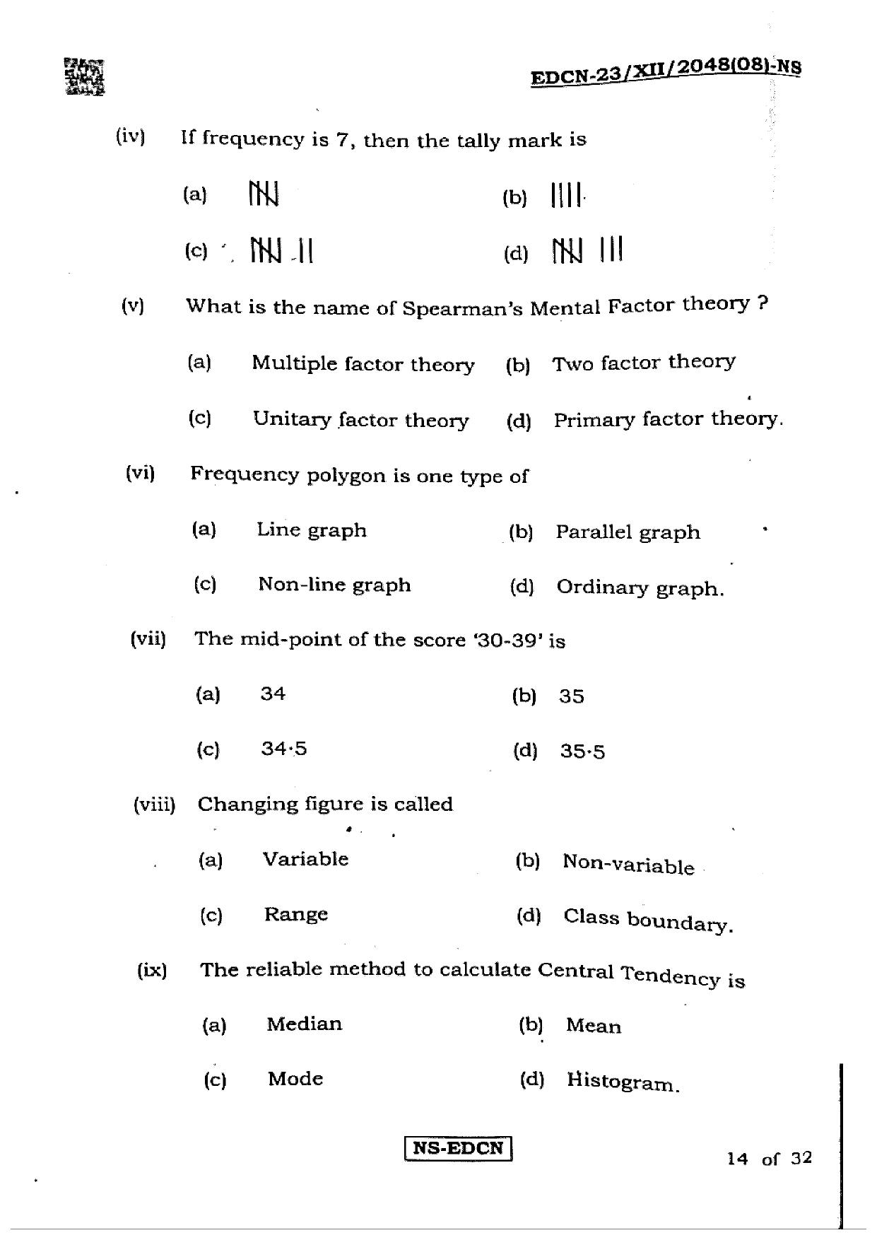 West Bengal Board Class 12 Education 2023 Question Paper - Page 14