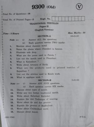 AP Inter 2nd Year Vocational Question Paper March - 2020 - Traditional Textiles-II(old)