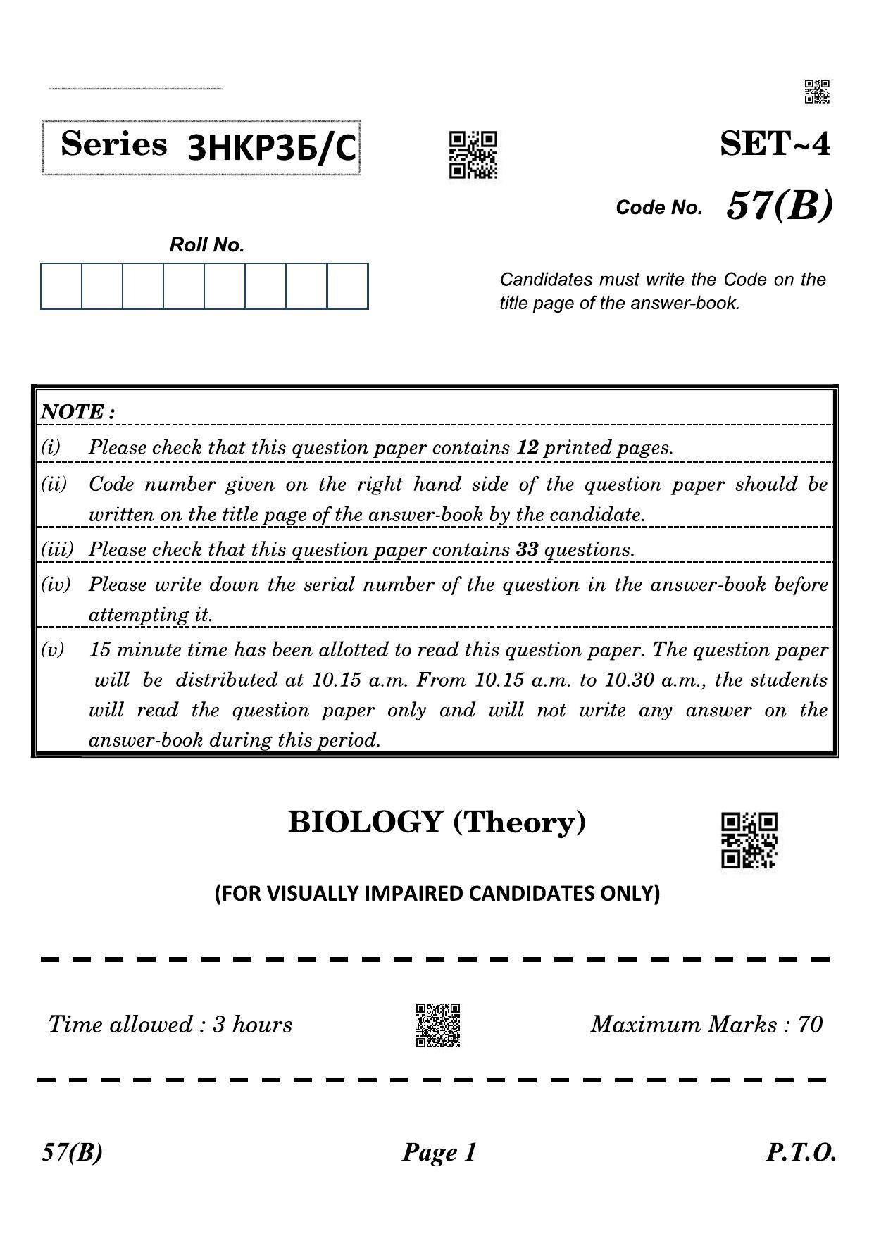 CBSE Class 12 QP_044_biology_for_visually_impared_candidates 2021 Compartment Question Paper - Page 1
