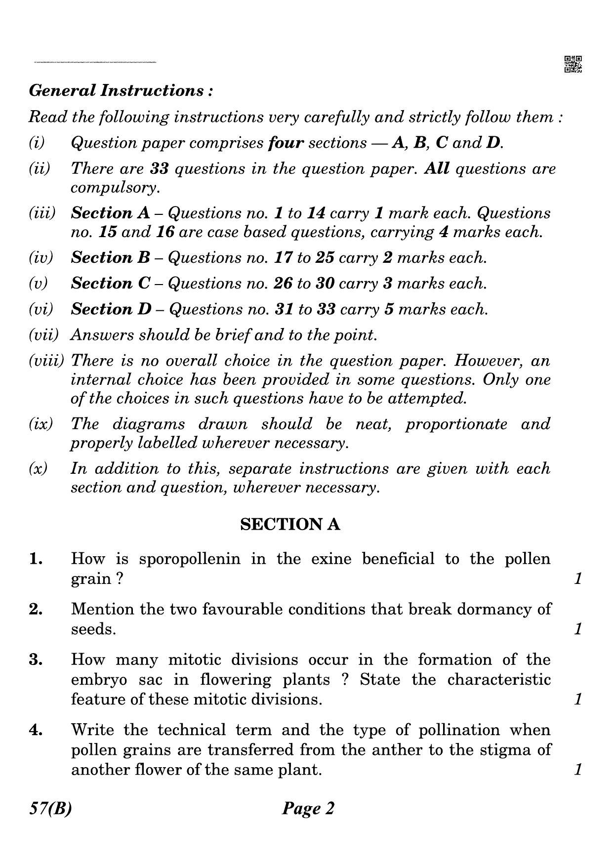 CBSE Class 12 QP_044_biology_for_visually_impared_candidates 2021 Compartment Question Paper - Page 2