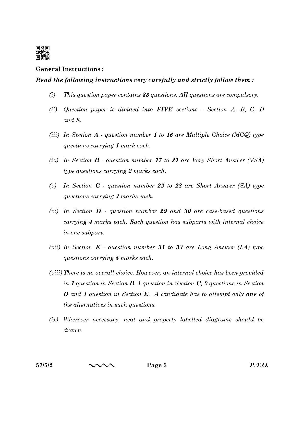 CBSE Class 12 57-5-2 Biology 2023 Question Paper - Page 3