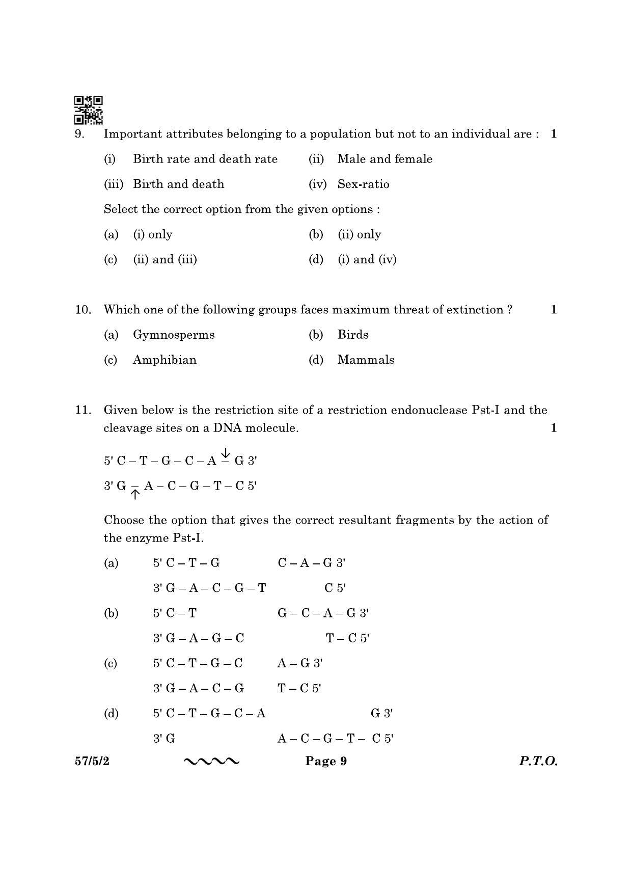 CBSE Class 12 57-5-2 Biology 2023 Question Paper - Page 9