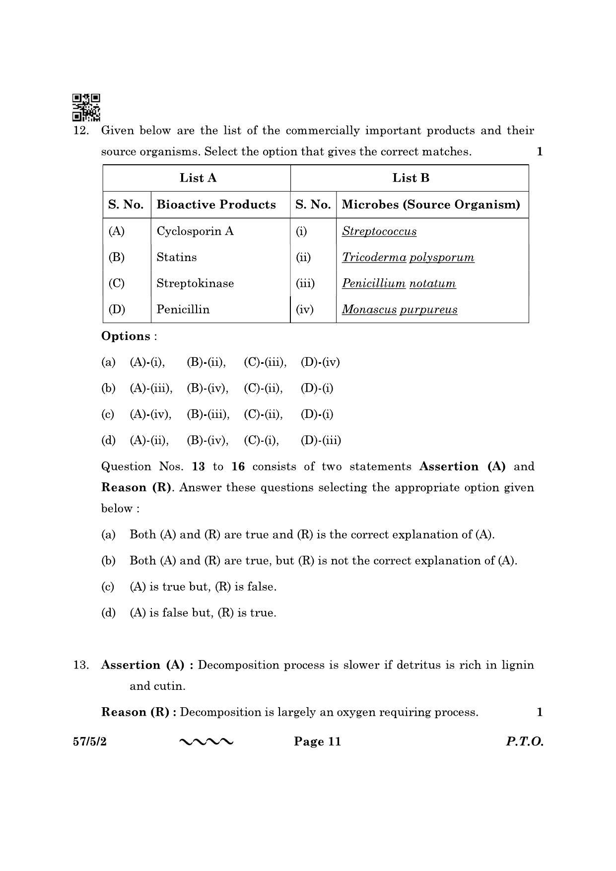 CBSE Class 12 57-5-2 Biology 2023 Question Paper - Page 11