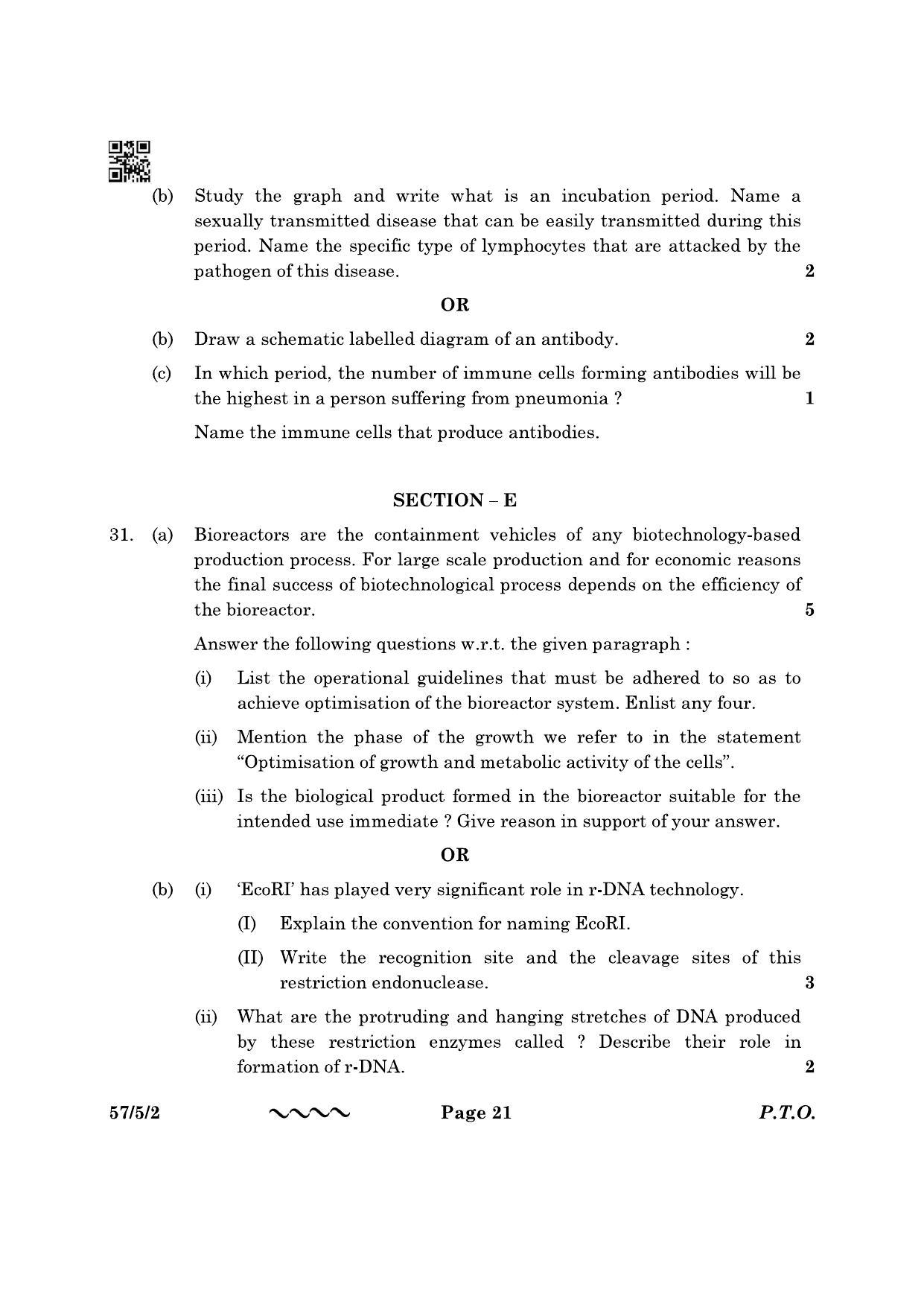 CBSE Class 12 57-5-2 Biology 2023 Question Paper - Page 21