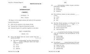 Meghalaya Board (MBOSE) Class 11 Anthropology (theory) 2022 Question Paper