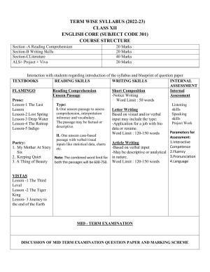 Edudel Class 12 English Core Syllabus