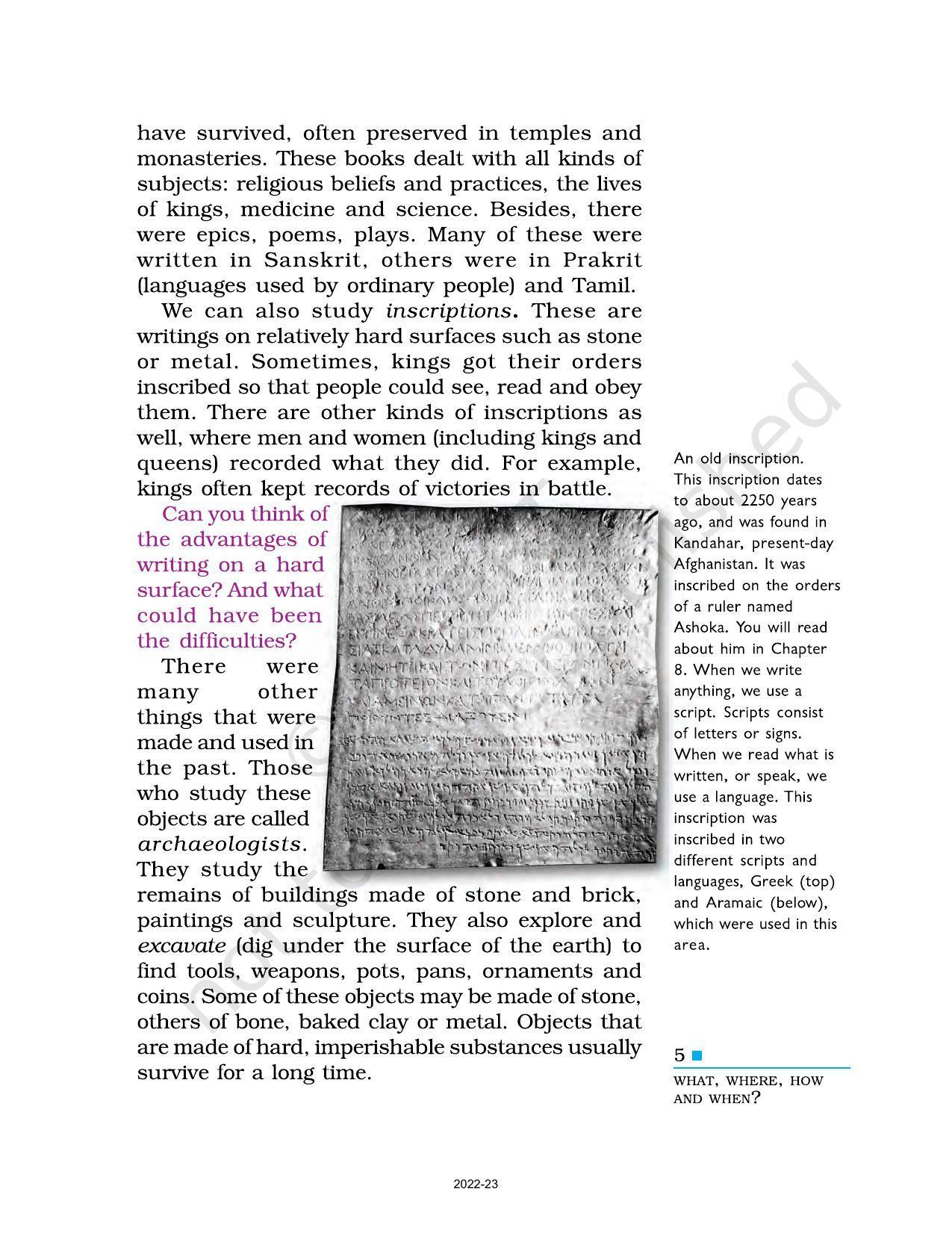 NCERT Book for Class 6 History (Social Science) : Chapter 1-What Where, How, and When? - Page 5