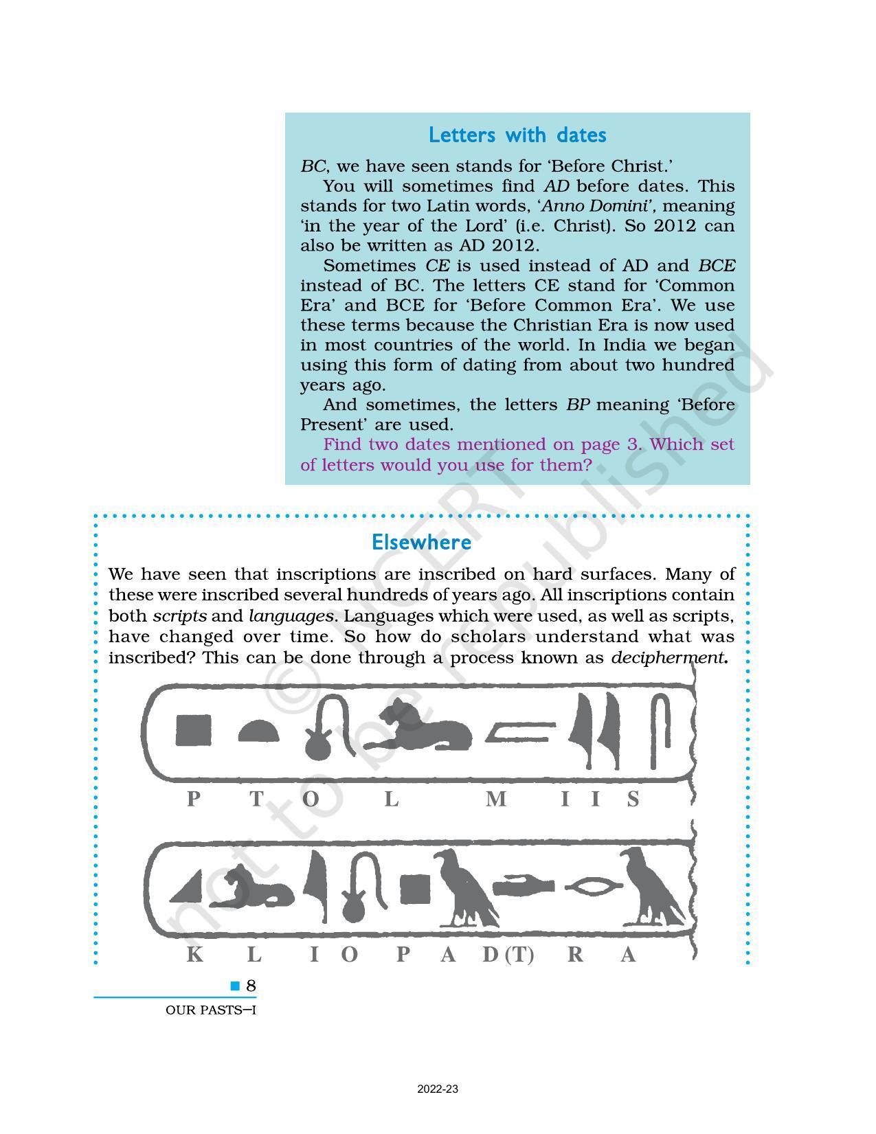 NCERT Book for Class 6 History (Social Science) : Chapter 1-What Where, How, and When? - Page 8