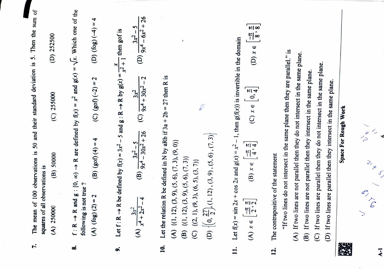KCET 2023 Mathematics Set A-1 Question Paper - Page 3