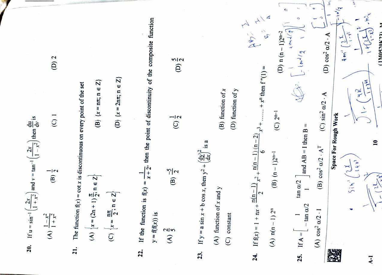 KCET 2023 Mathematics Set A-1 Question Paper - Page 5