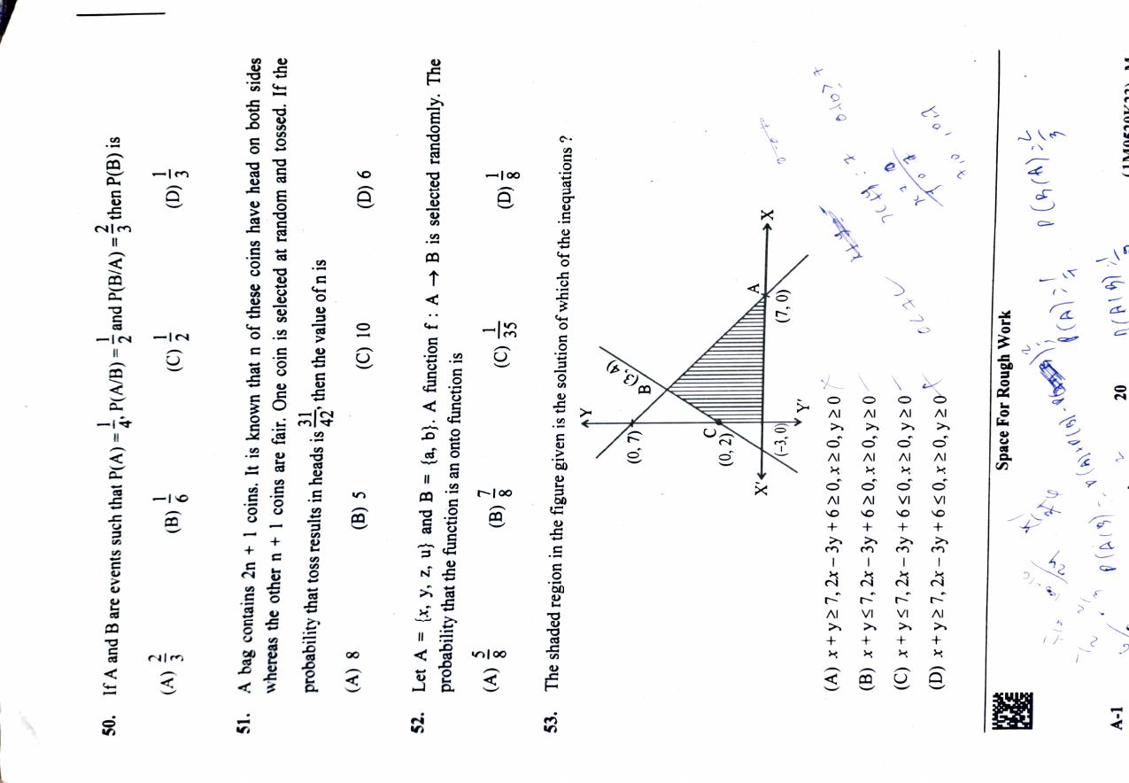 KCET 2023 Mathematics Set A-1 Question Paper - Page 10