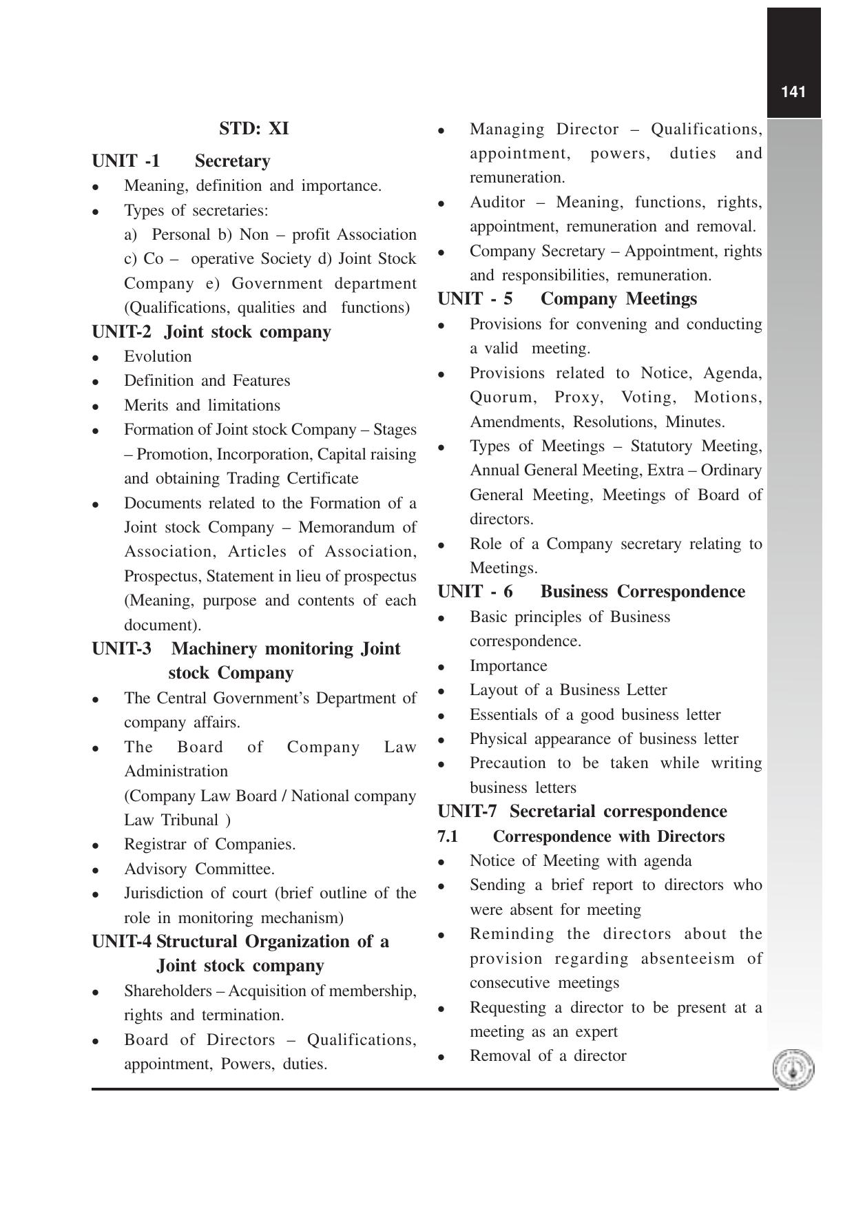Maharashtra HSC Secretarial Practice Syllabus  - Page 2