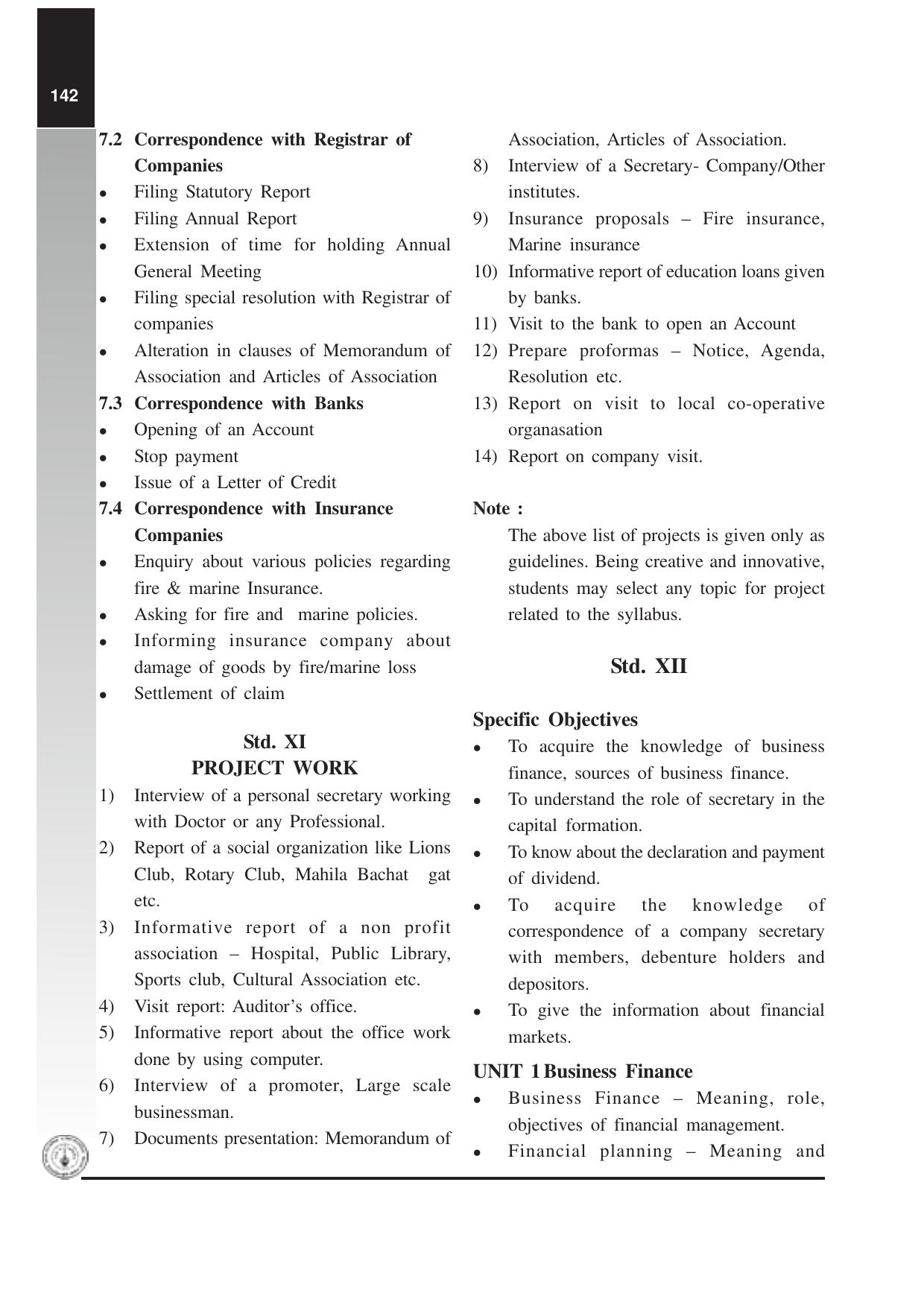 Maharashtra HSC Secretarial Practice Syllabus  - Page 3