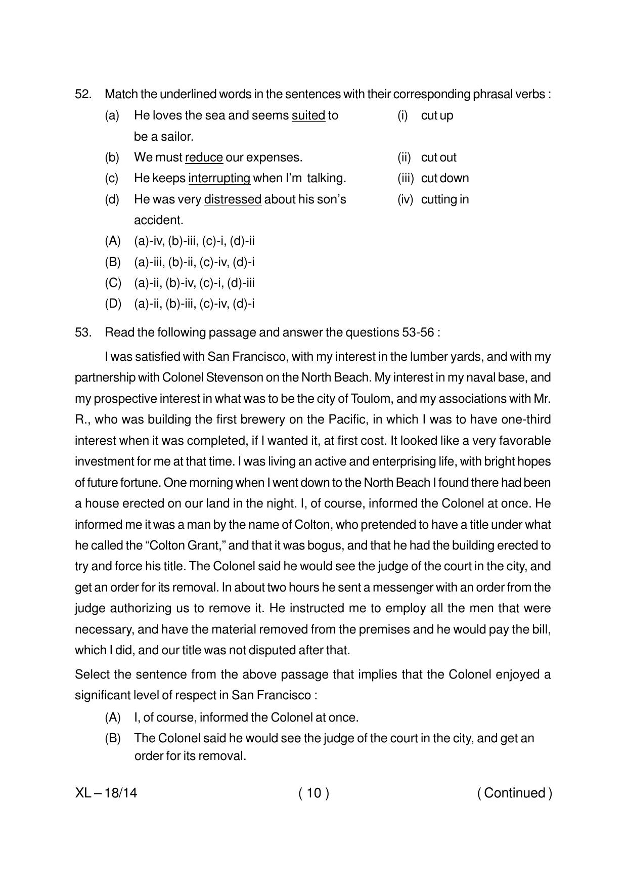 Odisha CPET ENGLISH 2020 Question Paper - Page 10