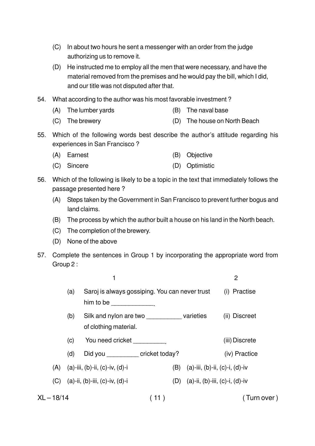 Odisha CPET ENGLISH 2020 Question Paper - Page 11