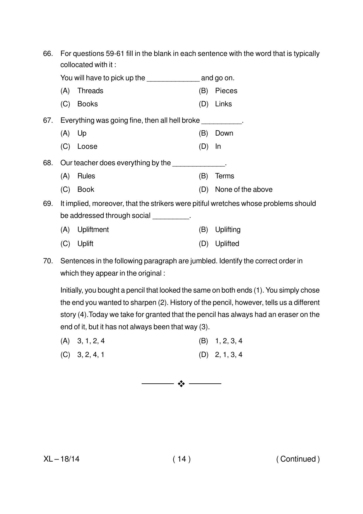 Odisha CPET ENGLISH 2020 Question Paper - Page 14